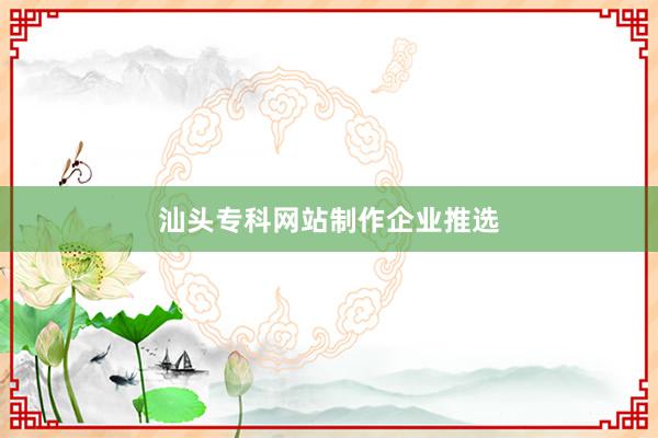 汕头专科网站制作企业推选